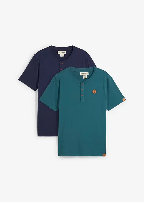 Henley triko z čisté organické bavlny (2 ks v balení), bonprix