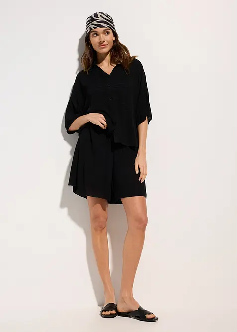 Krátká plážová halenka ze splývavé viskózy, bonprix