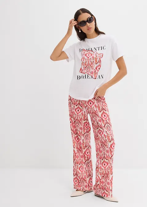 Kalhoty bez zapínání, ze strukturovaného krepu, bonprix