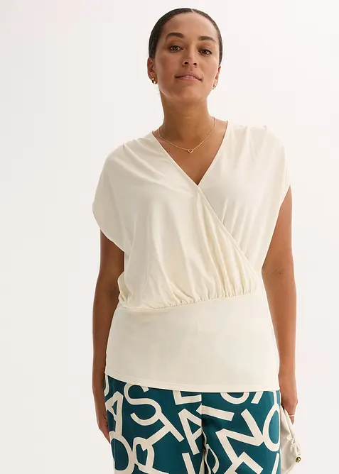 Zavinovací tričko ze splývavé směsi s viskózou, bonprix