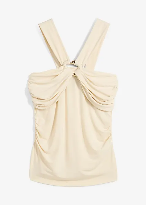 Top s ram&iacute;nkem kolem krku a tepanou dekorativn&iacute; sponou, bonprix