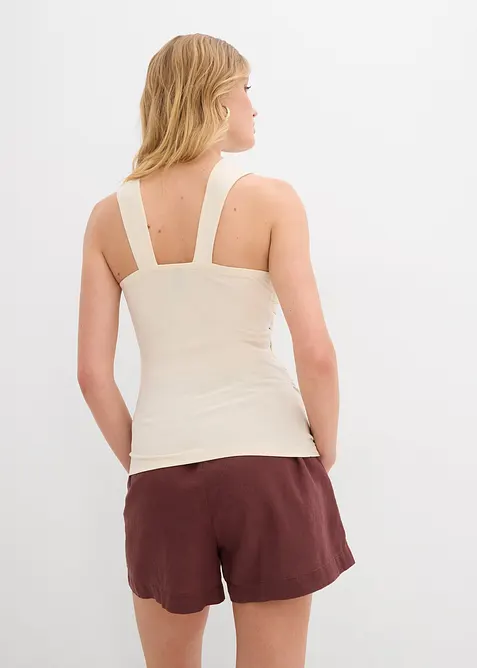 Top s ram&iacute;nkem kolem krku a tepanou dekorativn&iacute; sponou, bonprix