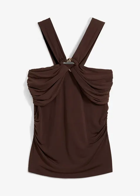 Top s ramínkem kolem krku a tepanou dekorativní sponou, bonprix