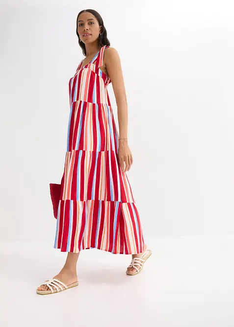 Proužkované šaty na ramínka, ze strukturované viskózy, bonprix