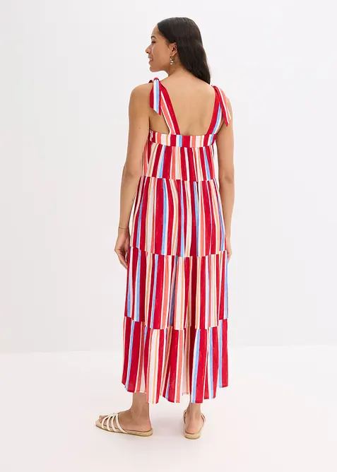 Proužkované šaty na ramínka, ze strukturované viskózy, bonprix