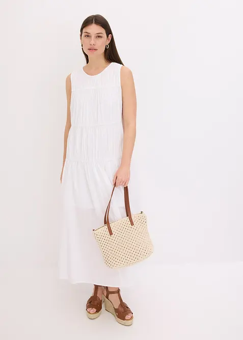 Dlouhé šaty s nařasením, z bavlny, bonprix