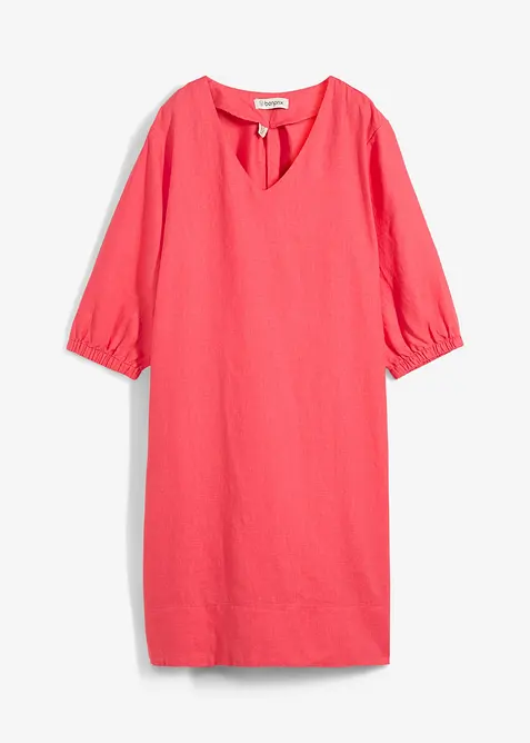 Šaty z čistého lnu, 3/4 rukáv, bonprix