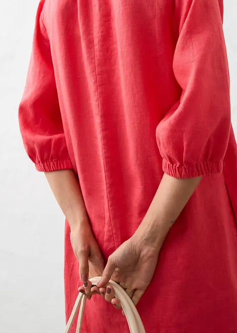 Šaty z čistého lnu, 3/4 rukáv, bonprix