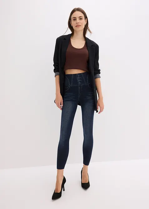 Stahovac&iacute; punčochov&eacute; leg&iacute;ny beze &scaron;vů, v dž&iacute;nov&eacute;m vzhledu, siln&yacute; stahovac&iacute; efekt, bonprix