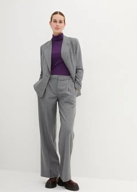 Vlněn&eacute; kalhoty se sklady u pasu, bonprix