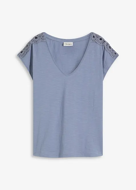 Triko s háčkovanými vsadkami, bonprix