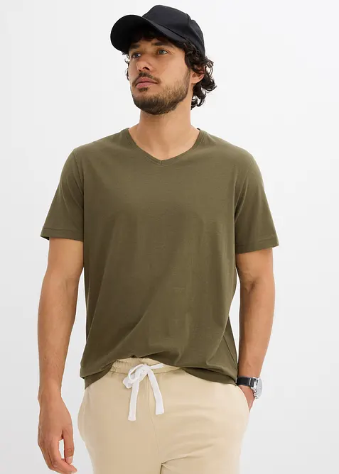 Tričko s výstřihem do V (3 ks v balení), bonprix