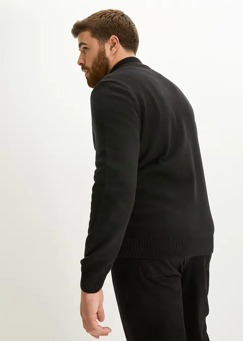 Rozepínací svetr se stojáčkem, s recyklovanou bavlnou, bonprix