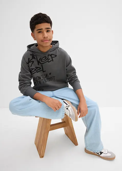 Mikina s kapucí a graffiti potiskem, z čisté organické bavlny, bonprix