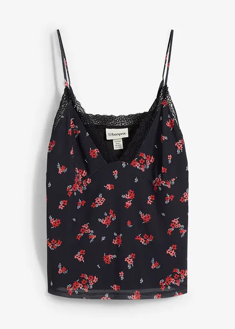 Top s &uacute;zk&yacute;mi ram&iacute;nky, ze s&iacute;ťoviny, bonprix