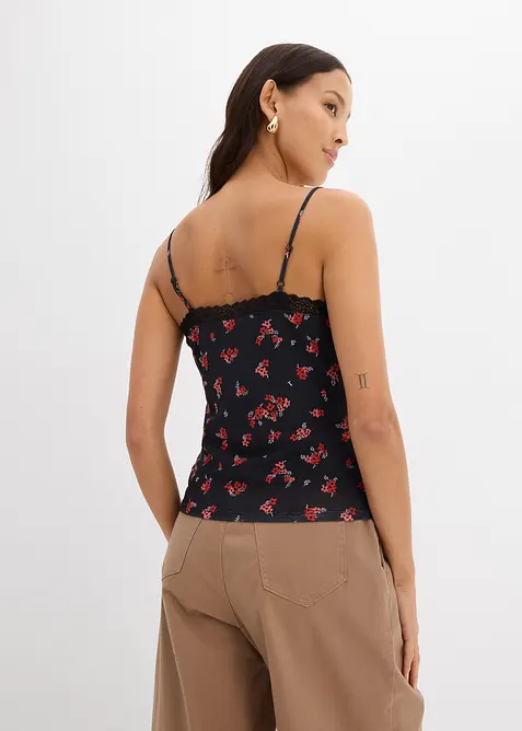 Top s &uacute;zk&yacute;mi ram&iacute;nky, ze s&iacute;ťoviny, bonprix