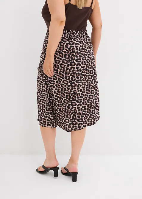 Sukně s leopardím potiskem a rozparkem, bonprix