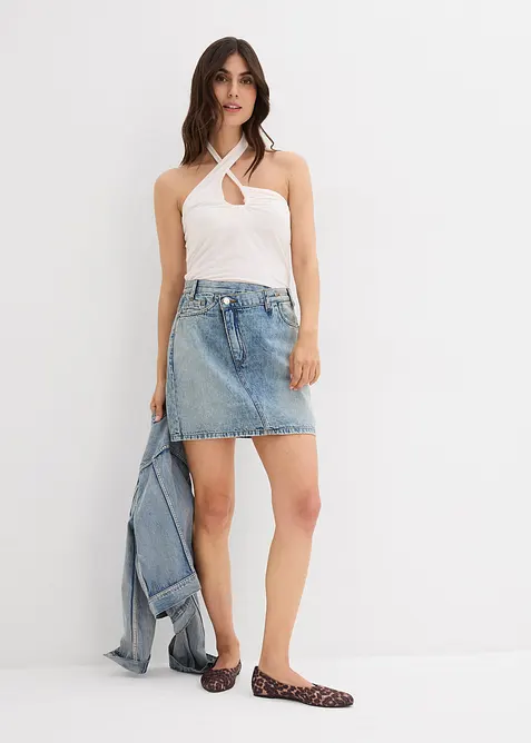 Džínová sukně s asymetrickým pasem, bonprix