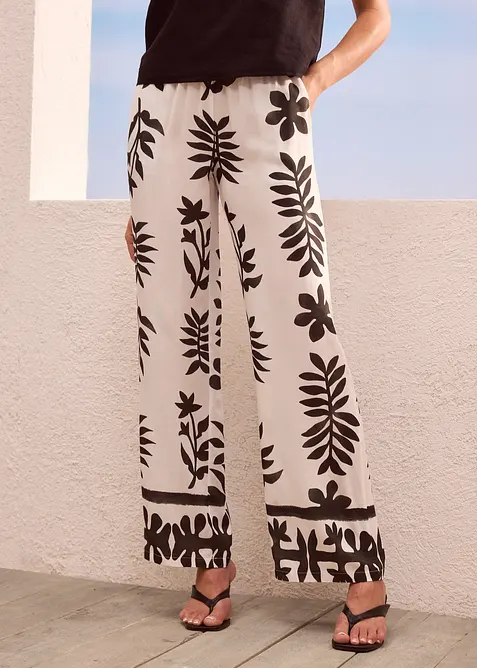 Potištěné kalhoty ze splývavé viskózy, bonprix