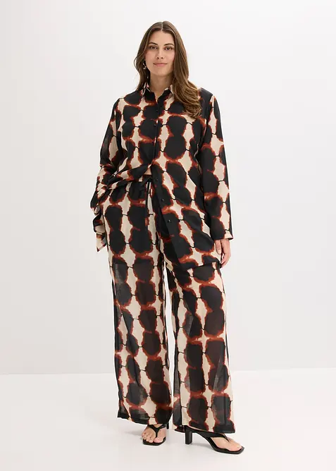 &Scaron;irok&eacute; kalhoty s batikovan&yacute;m potiskem, bonprix