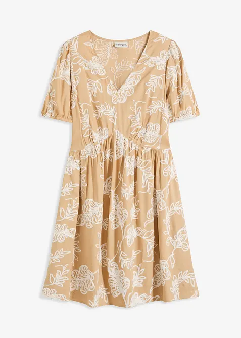 Tunikové šaty s výšivkou, ze splývavé viskózy, bonprix