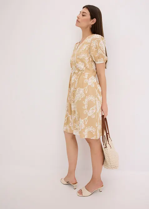 Tunikové šaty s výšivkou, ze splývavé viskózy, bonprix