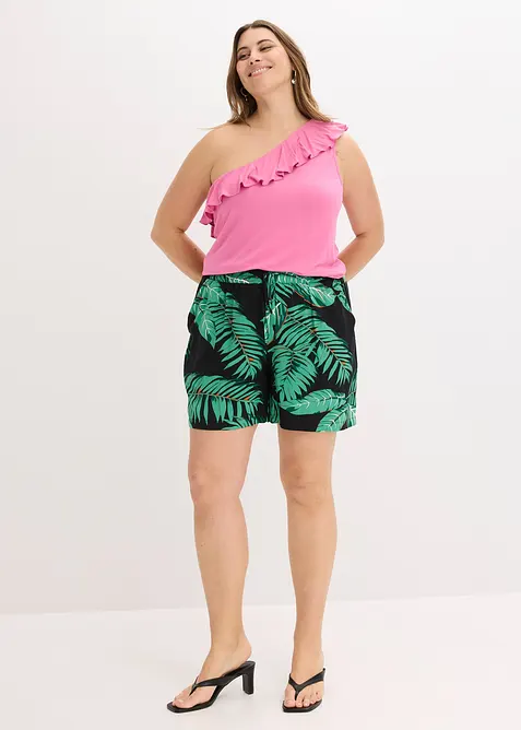 Top na jedno rameno, s volánem, z měkké viskózové směsi, bonprix