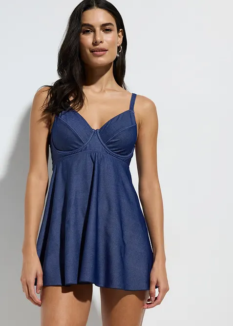 Dlouhé tankiny (2dílná souprava), s džínovým vzhledem, bonprix