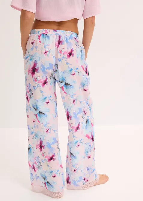 Dlouhé pyžamové kalhoty z lesklého saténu, bonprix