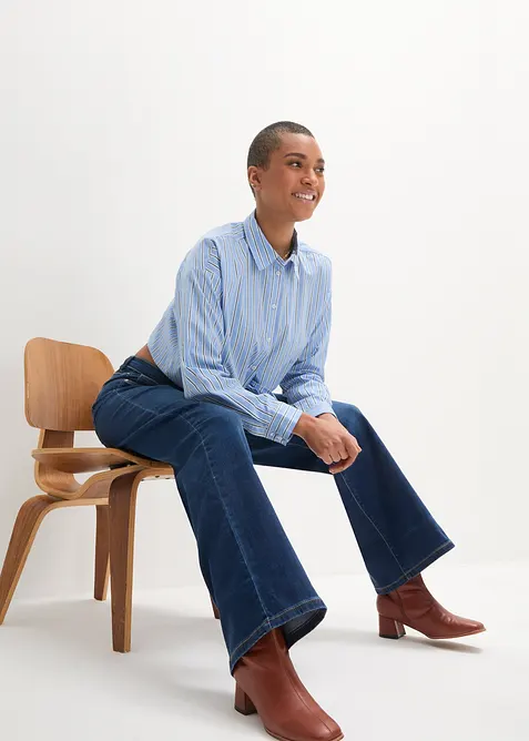 Džíny Wide Leg, Mid Waist, pohodlný pas, bonprix