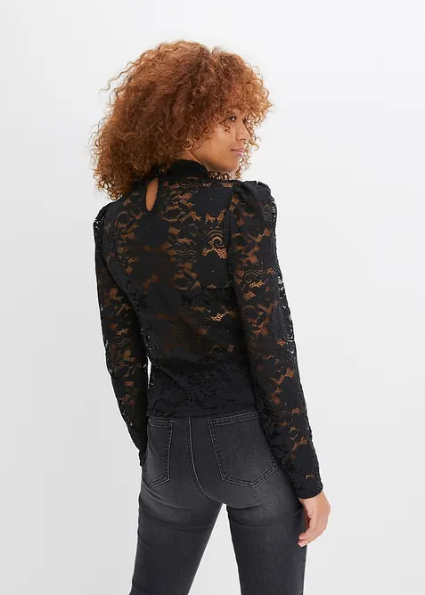 Přil&eacute;hav&eacute; krajkov&eacute; tričko s dlouh&yacute;m ruk&aacute;vem, bonprix