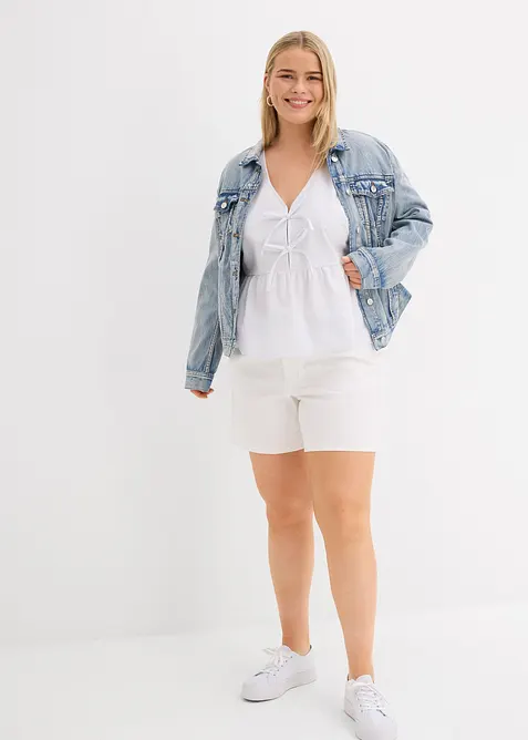 Džínové bermudy Mid Waist, Low Stretch, bonprix