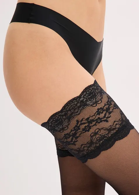 Samodržící punčochy s krajkou 20 DEN, bonprix