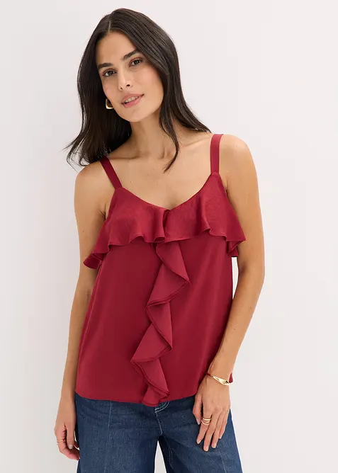 Top s &uacute;zk&yacute;mi ram&iacute;nky, z leskl&eacute;ho sat&eacute;nu, bonprix