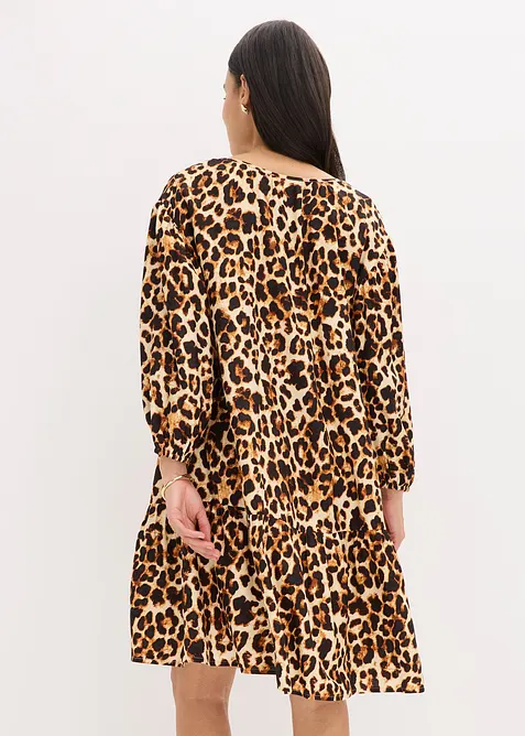 Tunikové šaty ze strukturovaného krepu s potiskem, bonprix