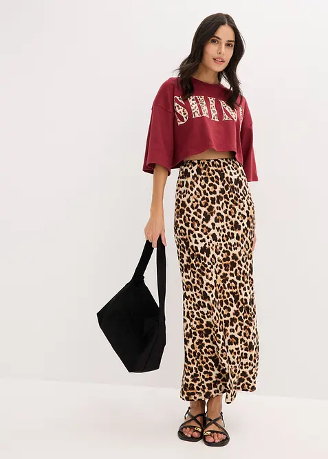 Midi sukně ze splývavé viskózy, bonprix