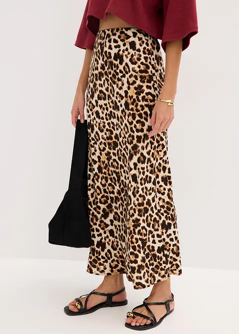 Midi sukně ze splývavé viskózy, bonprix