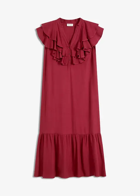 Midi šaty s volány, ze strukturovaného krepu, bonprix