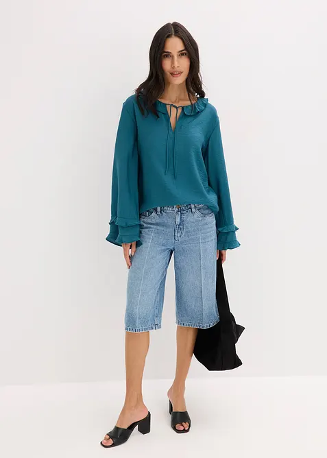 Džínové bermudy Mid Waist, Low Stretch, bonprix