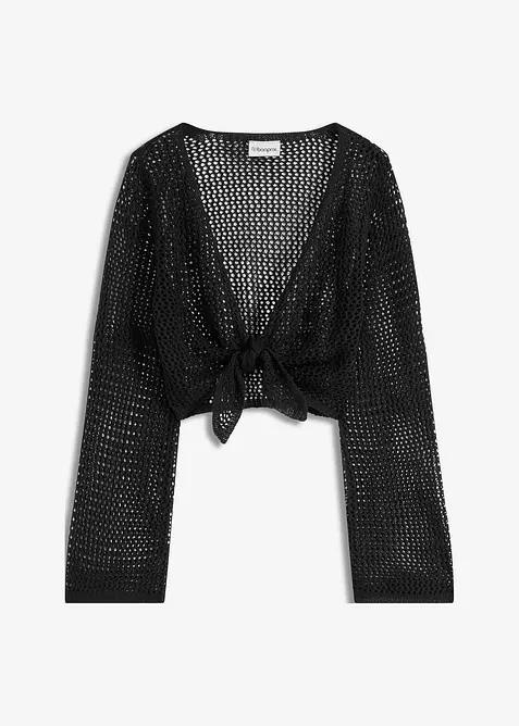 Průhledný plážový pletený kabátek s ažurovým vzorem, bonprix