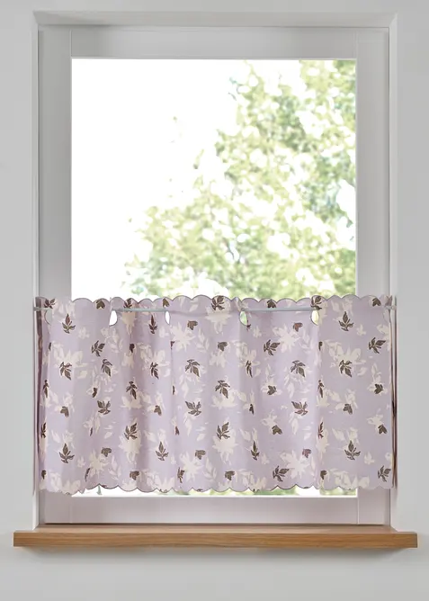 Vitrážková záclona z organické bavlny s natištěnými květy, bonprix