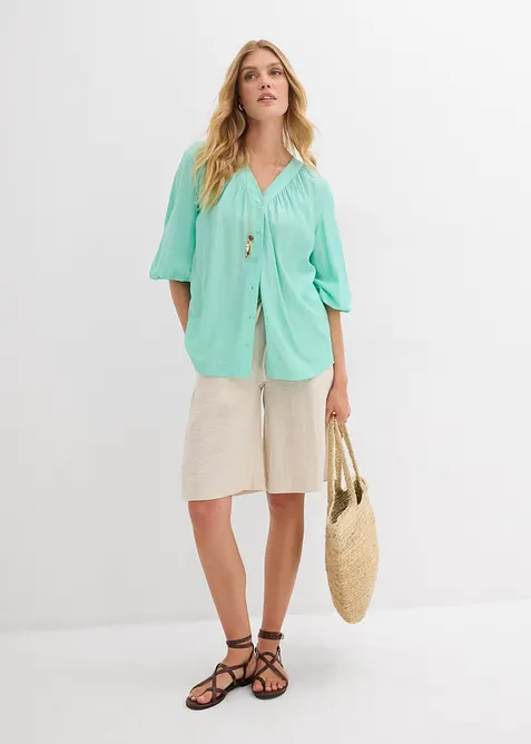 Bermudy ze spl&yacute;vav&eacute; visk&oacute;zov&eacute; směsi, bonprix