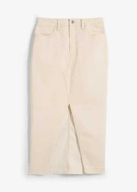 Džínová sukně s rozparkem, bonprix