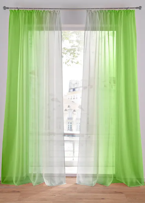Záclona s barevným přechodem (2 ks), s recyklovaným polyesterem, bonprix