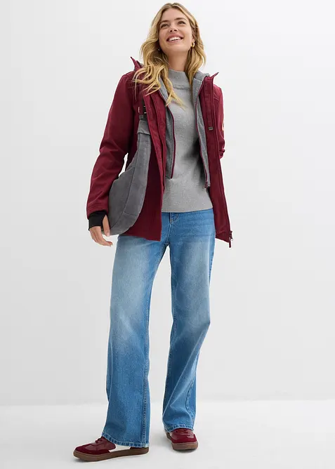 Dlouhá softshellová bunda, vodoodpudivá, vzhled 2v1, bonprix