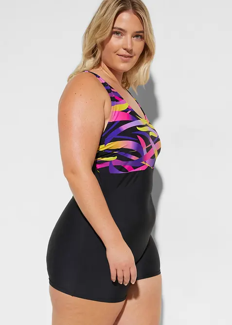 Sportovn&iacute; jednod&iacute;ln&eacute; plavky s nohavičkou, rychleschnouc&iacute;, bonprix