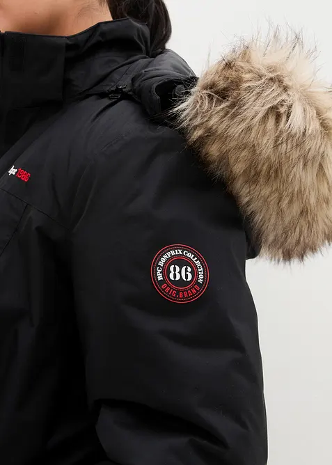 Teplý nepromokavý funkční outdoorový kabát s imitací kožešiny, bonprix