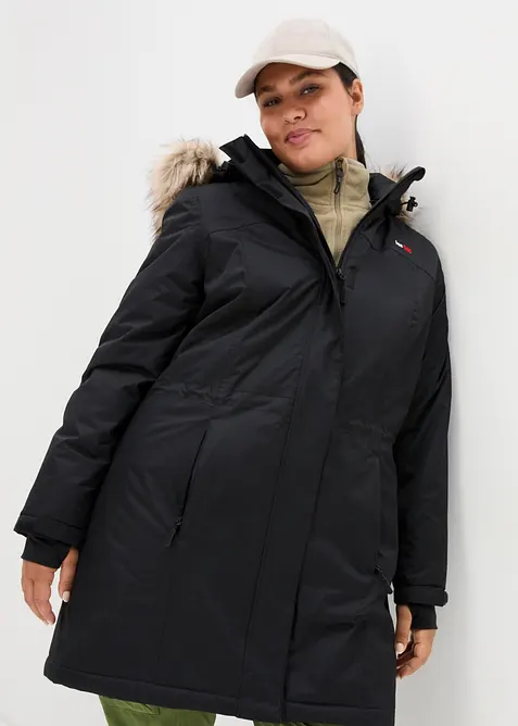 Teplý nepromokavý funkční outdoorový kabát s imitací kožešiny, bonprix