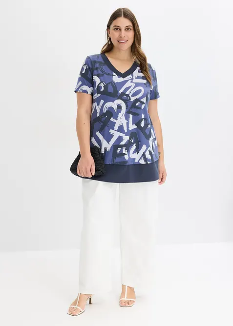 Dlouhé triko s krátkým rukávem, bonprix