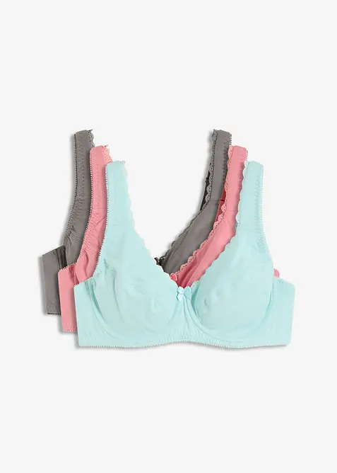 Podprsenka s kosticemi a s měkkou organickou bavlnou (3 ks v balení), bonprix
